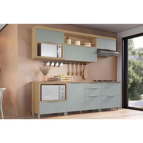 Kit Cozinha Completa 6 Peças Marquesa (3Aéreos+3Balcões) C6P42 Nature/Verde - Nesher