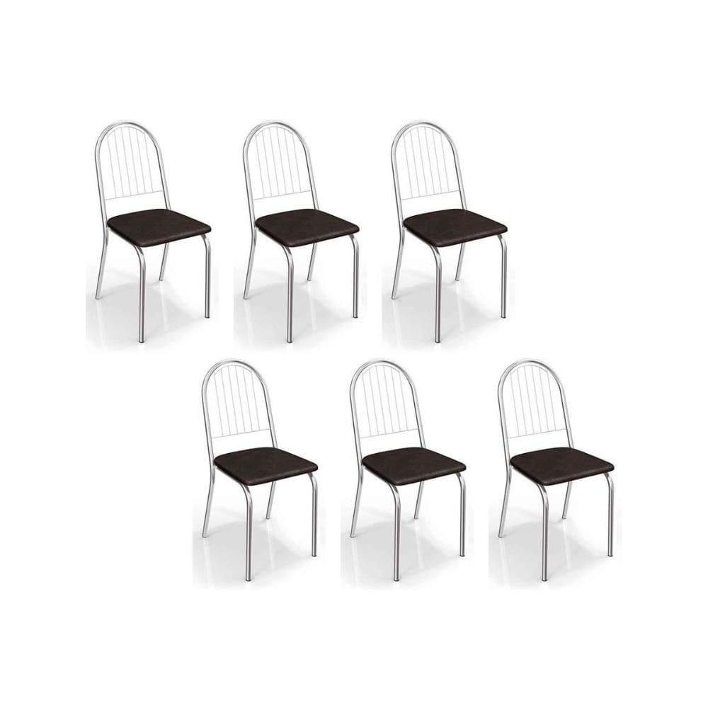 Kit 6 Cadeiras de Cozinha Noruega C077 6 Un Cromada/Preto 110 - Kappesberg
