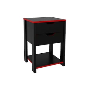 Mesa de Cabeceira Solteiro Gamer ME4163 c/ 2 Gavetas Preto/Vermelho - Tecno Mobili