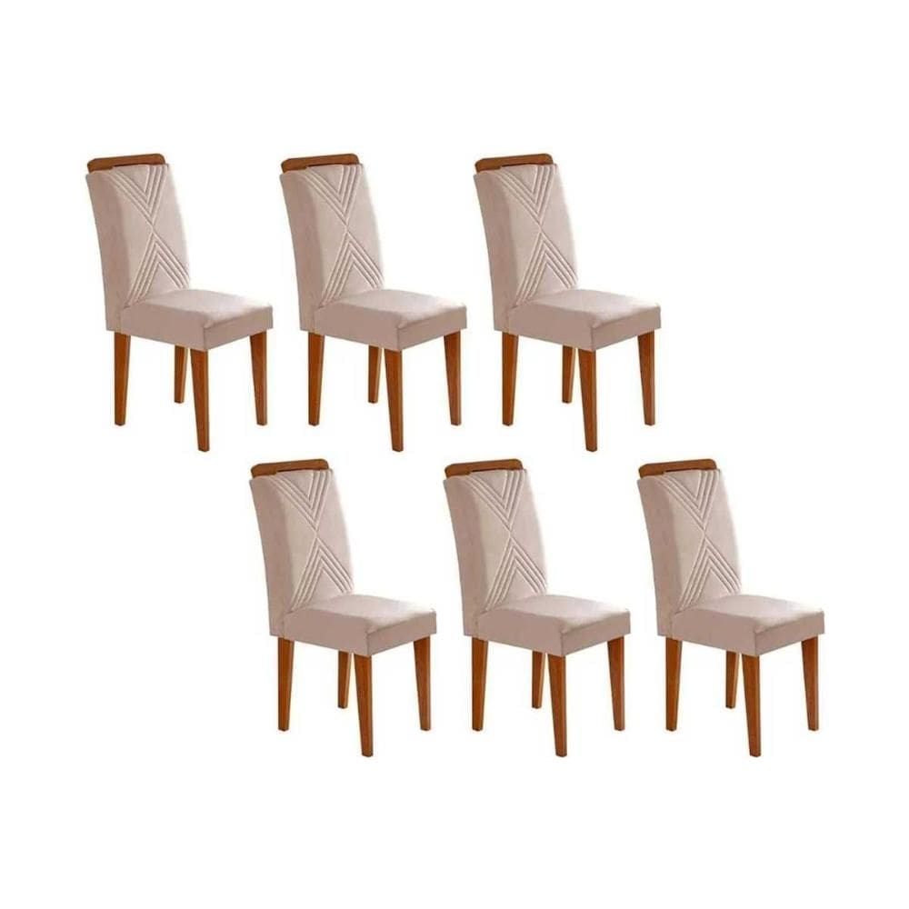 Kit 2 Cadeiras Sala Jantar Amsterdã 6 Un Capuccino/Suede Creme - Rufato