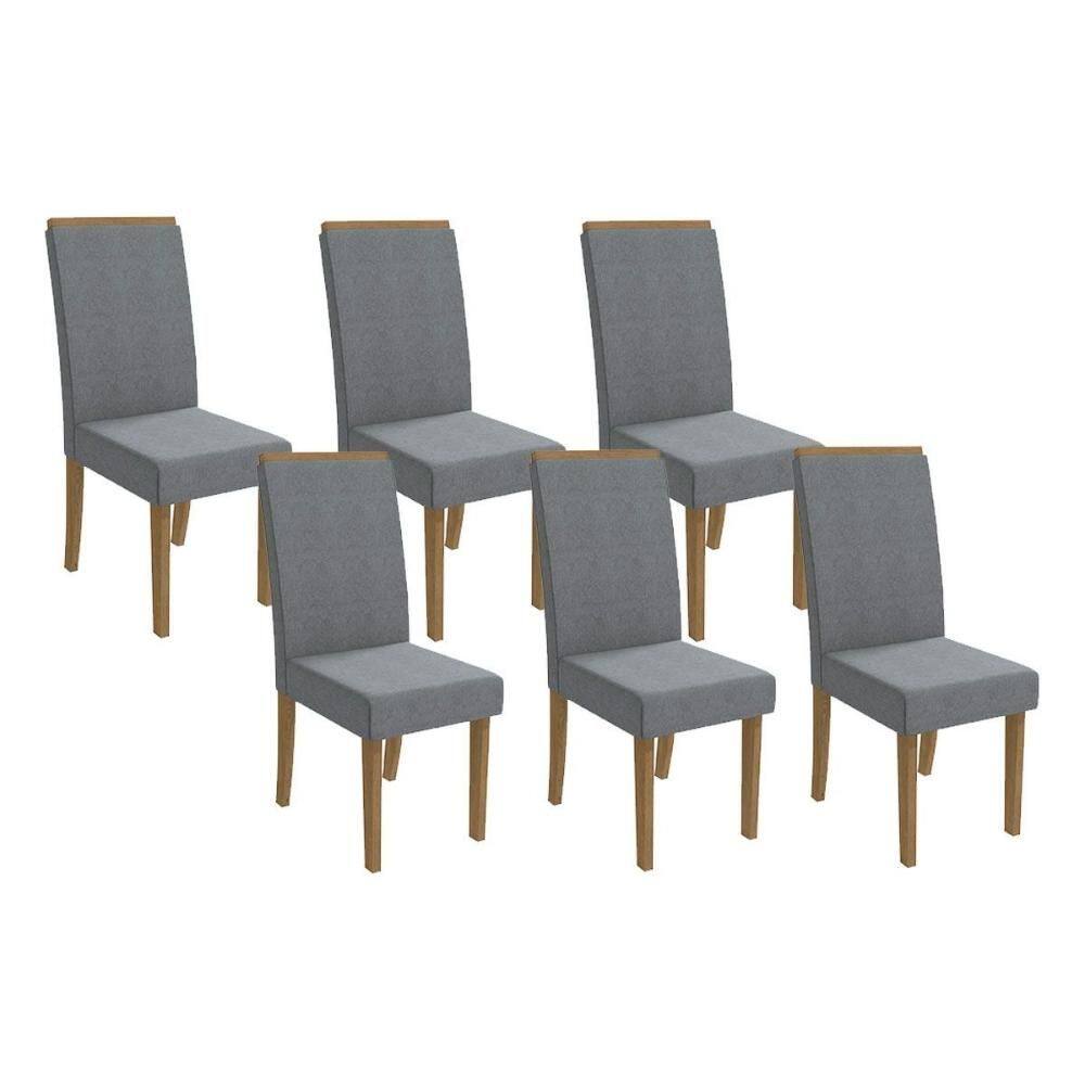 Kit 6 Cadeiras de Cozinha 2CAD142FR 6 Un Freijo/Linho Cinza A018 - Kappesberg