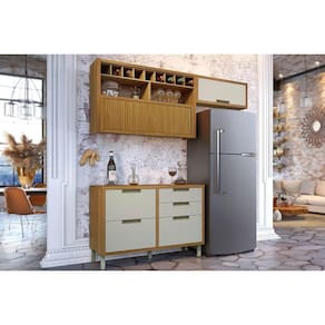 Kit Cozinha Modulada 3 Peças Imperatriz (2Aéreos+1Balcão) C6P45 Freijo/Off White - Nesher