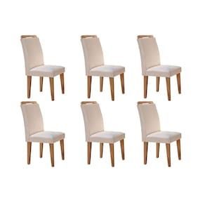 Kit 6 Cadeiras Sala Jantar Athenas 6 Un Imbuia -Capuccino/Suede Creme - Rufato