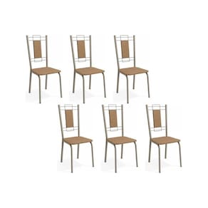 Kit 6 Cadeiras Sala Jantar Florença C005 6 Un Niquel - Courano Capuccino - Kappesberg