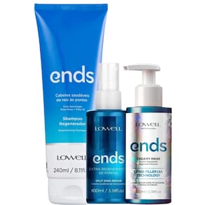 Kit Lowell Ends Shampoo 240ml + Extra Regenerador 100ml + Creamy Mask 100ml
