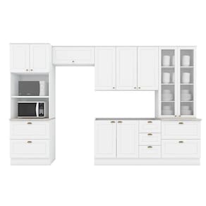 Cozinha Modulada Henn Americana 5 Peças (2Aéreos+1Balcão+2Paneleiros) C5P55 Branco-Henn