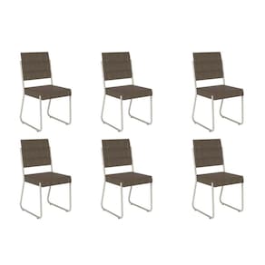 Kit 6 Cadeiras de Cozinha 1736 6 Uni Prata/Suede Linho Cinza - Carraro