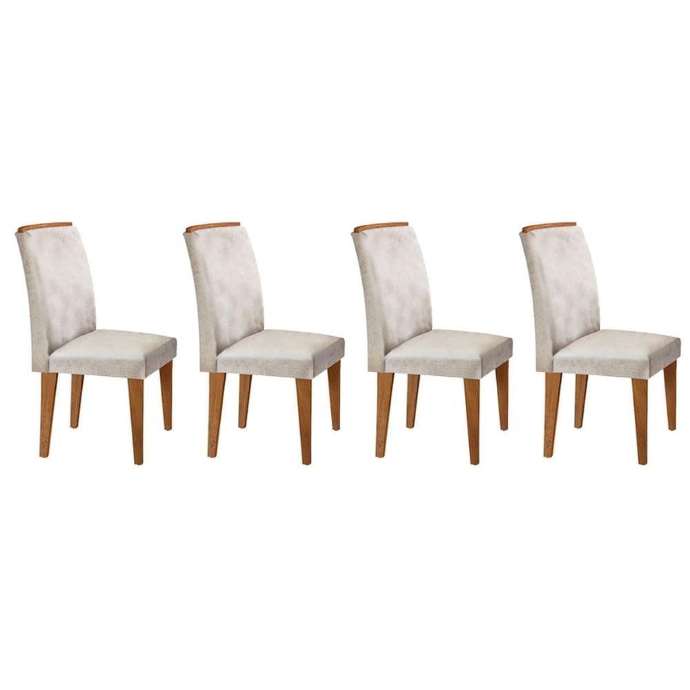 Kit 4 Cadeiras de Cozinha Lunara 4 Un Imbuia/Suede Creme - Rufato