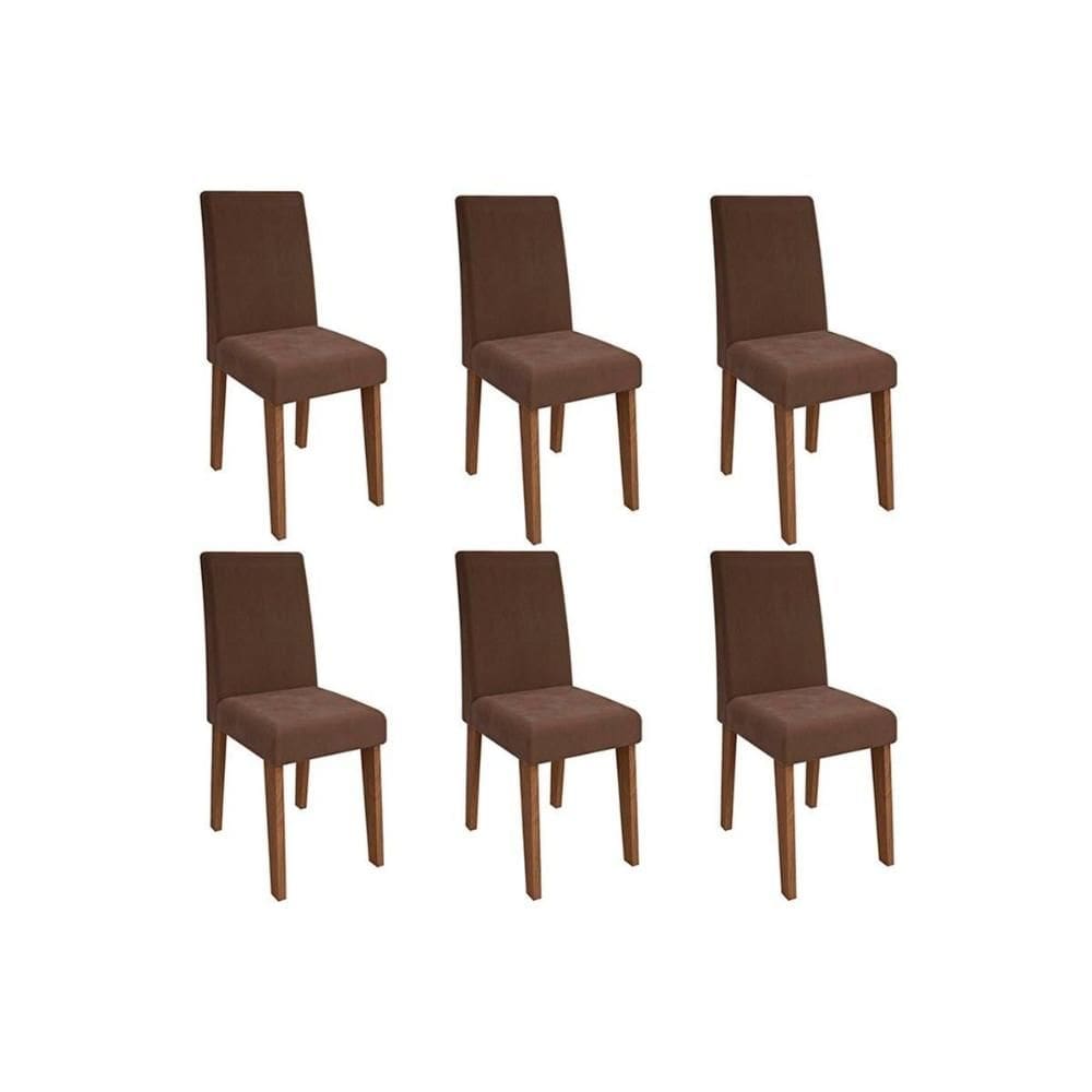 Kit 6 Cadeiras de Cozinha Milena 6 Un Nature/Suede Joli Chocolate - Cimol