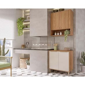 Kit de Cozinha Completa 2 Peças Divina (1Aéreo+1Balcão) CZ007 Freijo/Off White - MGM