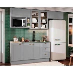 Kit de Cozinha Completa 7 Peças Americana (4Aéreos+2Balcões+1Complemento) s/Pia CZ140 Cinza - Henn