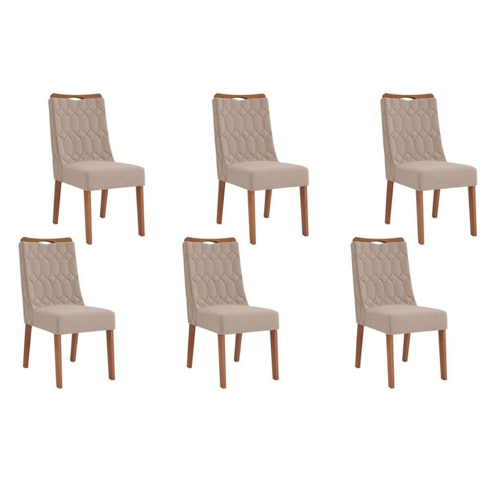 Kit 6 Cadeiras de Cozinha Bia 6 Un Freijó/Suede Kraft - DJ Móveis