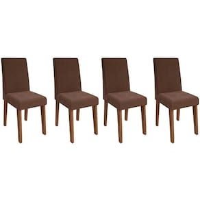Kit 4 Cadeiras de Cozinha Milena 4 Un Nature/Suede Joli Chocolate - Cimol