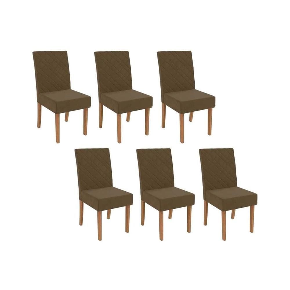 Kit 2 Cadeiras de Cozinha 2CAD133NG 6 Un Nogueira/Suede Marrom A033 - Kappesberg