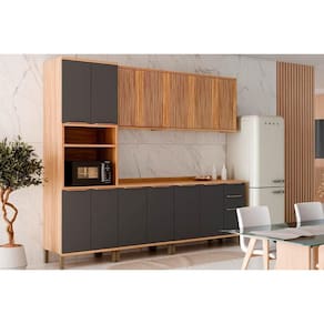 Kit Cozinha Modulada 5 Peças Sauvignon (2Aéreos+2Balcões+1TorreQuente) C5P90 Amendoa/Grafite - Ronipa
