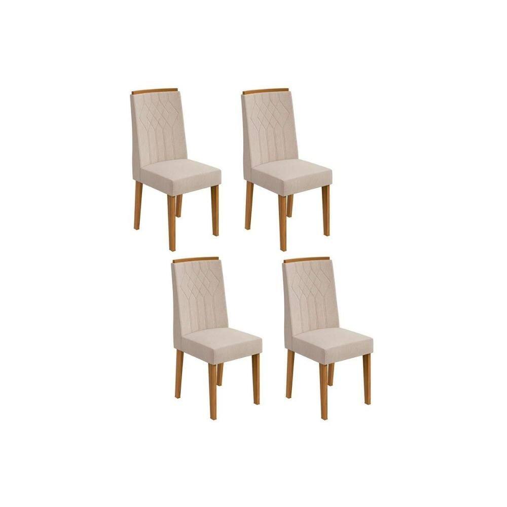 Kit 4 Cadeiras Sala Jantar Exclusive 4 Un Amêndoa/Linho Bege Rinzai - Lopas