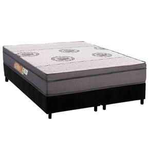 Conjunto Box Queen: Colchão Espuma Polar D28 OrthoPremium Grey + Base CRC Suede Black (158x198)