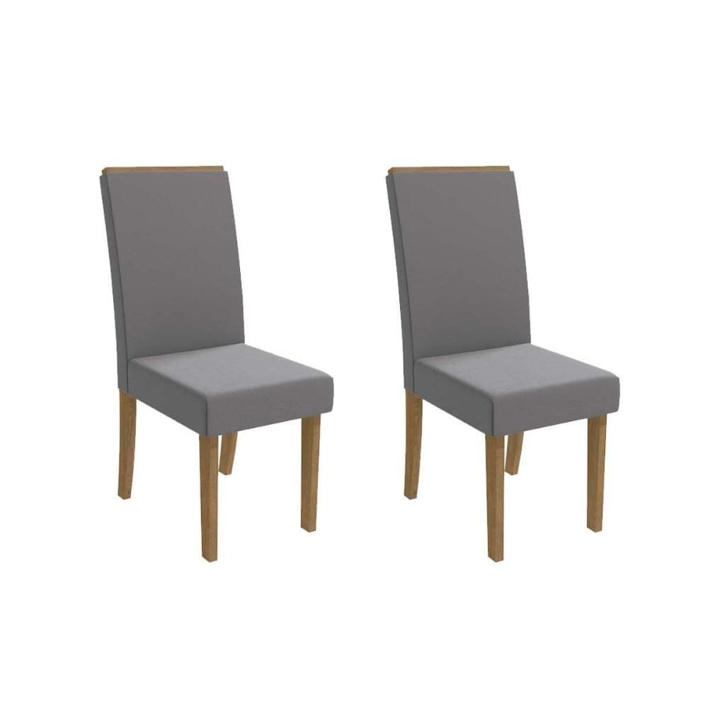 Kit 2 Cadeiras de Cozinha 2CAD142CN 2 Un Canela/Suede Cinza - Kappesberg