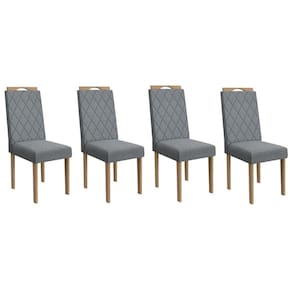 Kit 4 Cadeiras Sala Jantar 2CAD153EA 4 Un Eucalipto Linho Cinza A018 - Kappesberg
