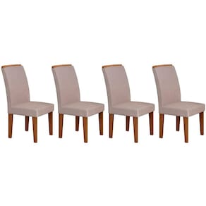 Kit 4 Cadeiras Sala Jantar Lunara 4 Un Imbuia -Capuccino/Suede Creme - Rufato