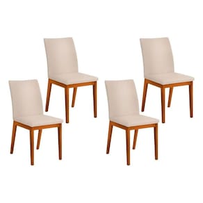 Kit 4 Cadeiras Sala Jantar Vitória 4 un Ipe/Suede Creme - DJ Móveis