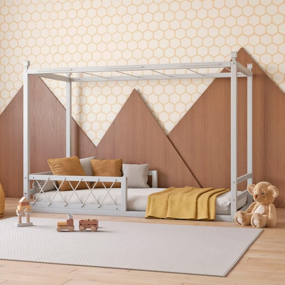 Cama Infantil Madeira Maciça 97cmx197cm Fortaleza Prata Fina