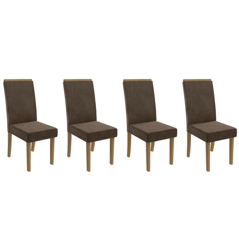 Kit 4 Cadeiras Sala Jantar 2CAD142FR 4 Un Freijo/Suede Marrom A033 - Kappesberg