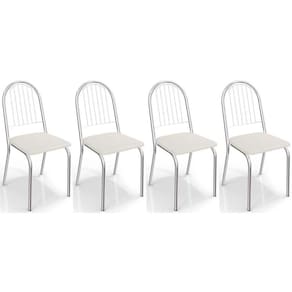 Kit 4 Cadeiras de Cozinha Noruega 2C077 4 Un Cromada/Branco 106 - Kappesberg