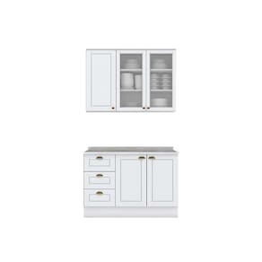 Kit Cozinha Modulada 3 Peças Americana (1Aéreo+1Balcão+1Complemento) CZ125 Branco - Henn