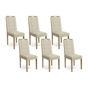 Kit 6 Cadeiras Sala Jantar 2CAD150EA 6 Un Eucalipto/Suede Bege A036 - Kappesberg