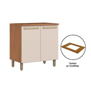 Módulos de Cozinha Henn Requinte Balcão p/ Cooktop c/ Tampo Requinte c/ 2 Portas 80cm Nature/Areia-Henn