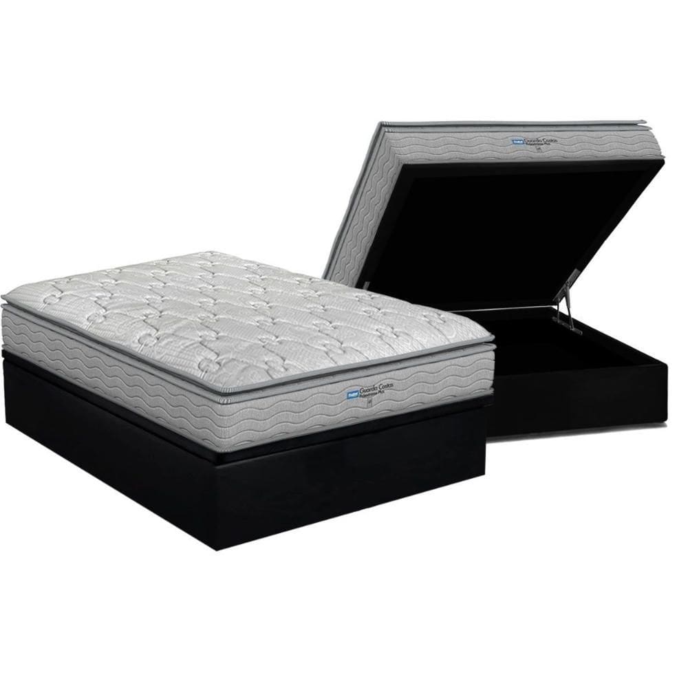 Cama Box Baú Casal: Colchão Espuma D45 Probel Guarda Costas PróExtreme Plus + Base CRC Suede Black (138x188)