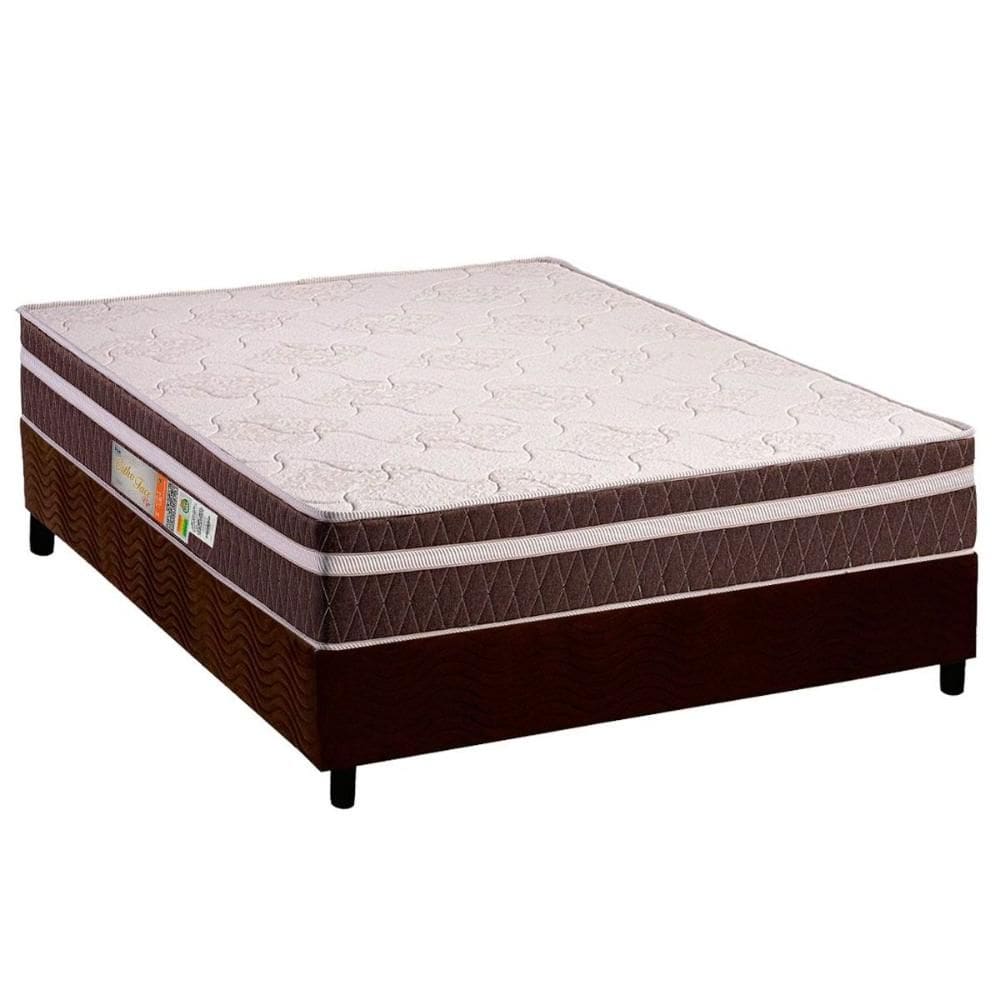 Cama Box Casal: Colchão Ortopédico Polar D28 Orthoface Vip Brown + Base CRC Suede Brown (138x188)
