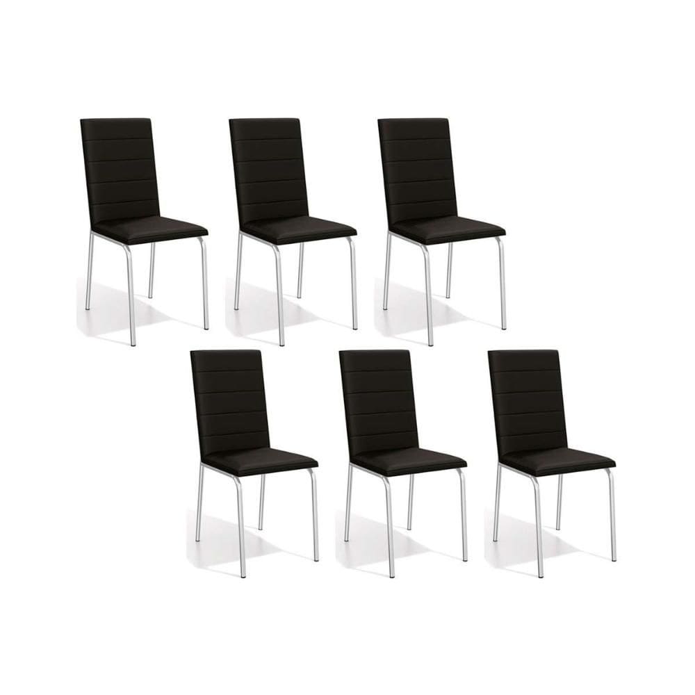 Kit 6 Cadeiras de Cozinha Amsterdã C091 6 Un Cromada/Preto 110 - Kappesberg