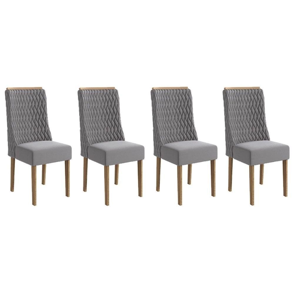 Kit 2 Cadeiras de Cozinha 2CAD158NG 4 Un Nogueira/Suede Cinza Titanio A050 - Kappesberg