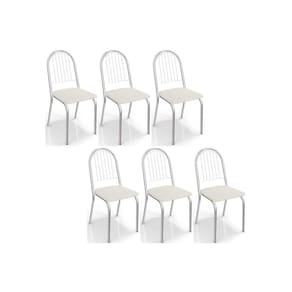 Kit 6 Cadeiras de Cozinha Noruega 2C077 6 Un Cromada/Branco 106 - Kappesberg
