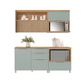 Kit de Cozinha Completa 4 Peças Marquesa (2Aéreos+2Balcões) C4P24 Nogueira - Nesher