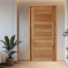 Porta Roma Tauari Batente 14 Puxador Tubo 80cm 82 X 210 Direito Natural
