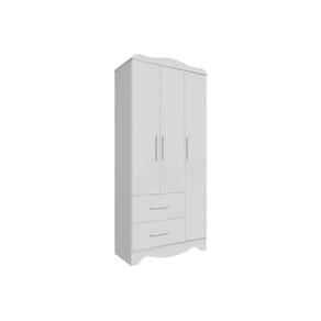 Guarda Roupa 3 Portas Clara c/ Lisa e 2 Gavetas Branco - Peroba