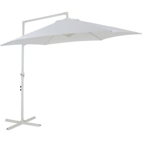 Ombrelone Lateral Guarda Sol Bel Veneza 3 Metros Branco com Base de Apoio p/ Piscina, Hotel, Varanda e Jardim
