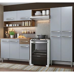 Cozinha Compacta Madesa Emilly Pop com Armário e Balcão - Rustic/Cinza XV