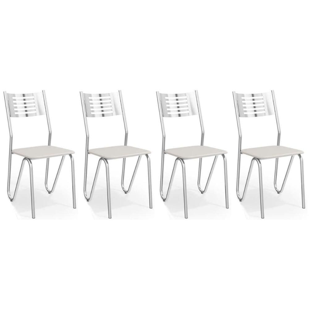 Kit 4 Cadeiras de Cozinha Nápoles 2C045 4 Un Cromada/Branco 106 - Kappesberg