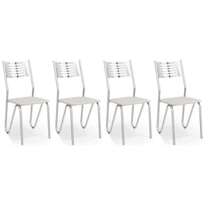 Kit 4 Cadeiras de Cozinha Nápoles 2C045 4 Un Cromada/Branco 106 - Kappesberg