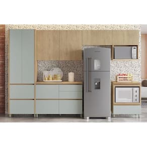 Kit Cozinha Modulada 6 Peças Rainha Gourmet (3Aéreos+1Paneleiro+2Balcões) C6P39 Nature/Verde - Nesher