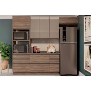 Kit Cozinha Modulada 5 Peças Maxxi (2Aéreos+1Balcão+1TorreQuente+1Complemento) C5P32 Nogal - Kappesberg