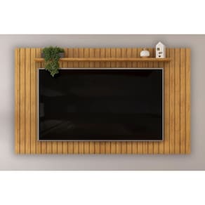 Home p/ TV até 65 Pol Lume Ripado c/ Prateleira 175x108cm Cedro - DJ Móveis