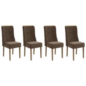 Kit 4 Cadeiras de Cozinha 2CAD158NG 4 Un Nogueira/Suede Marrom A033 - Kappesberg