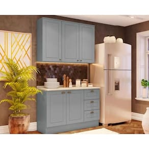 Kit Cozinha Modulada 3 Peças Americana (1Aéreo+1Balcão+1Complemento) CZ120 Cinza - Henn