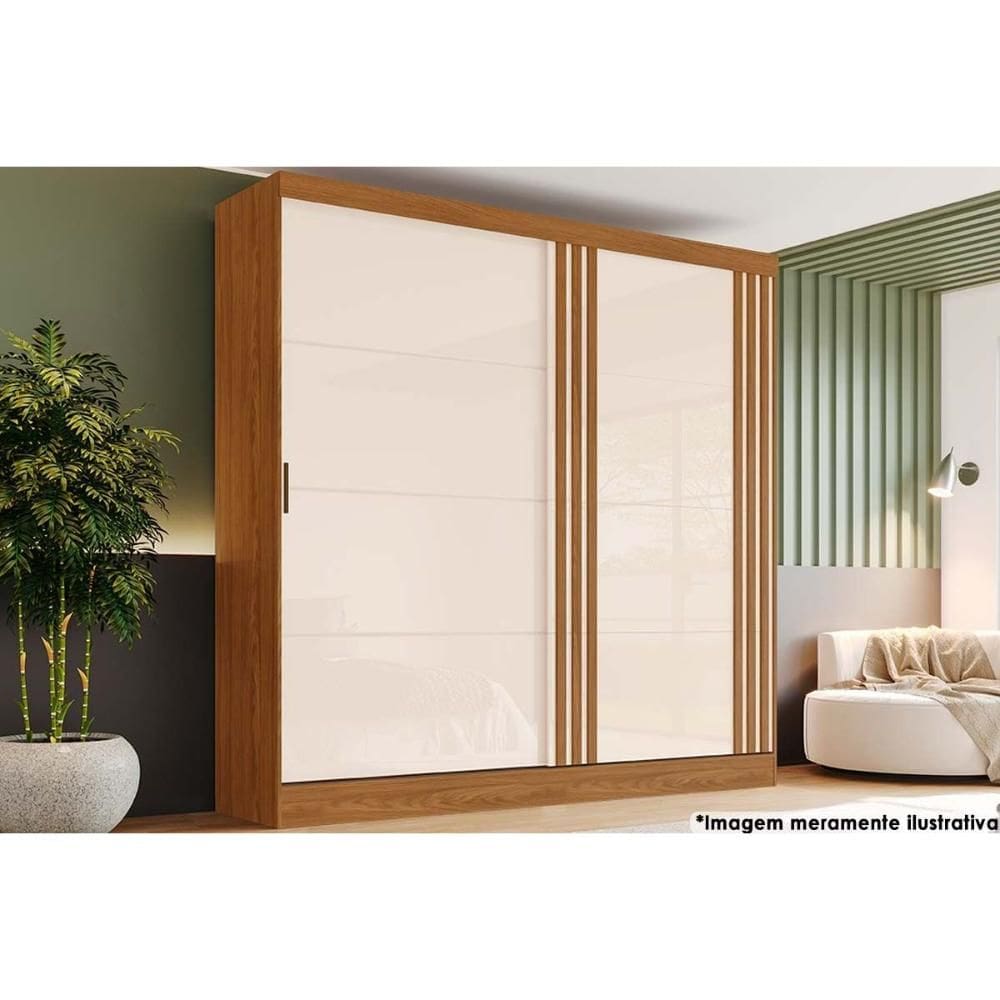 Guarda Roupas 2 Portas de Correr e 3 Gavetas Briz B352 Nature/Off White - Henn