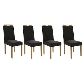 Kit 4 Cadeiras Sala Jantar 2CAD152EA 4 Un Eucalipto/Suede Preto A038 - Kappesberg